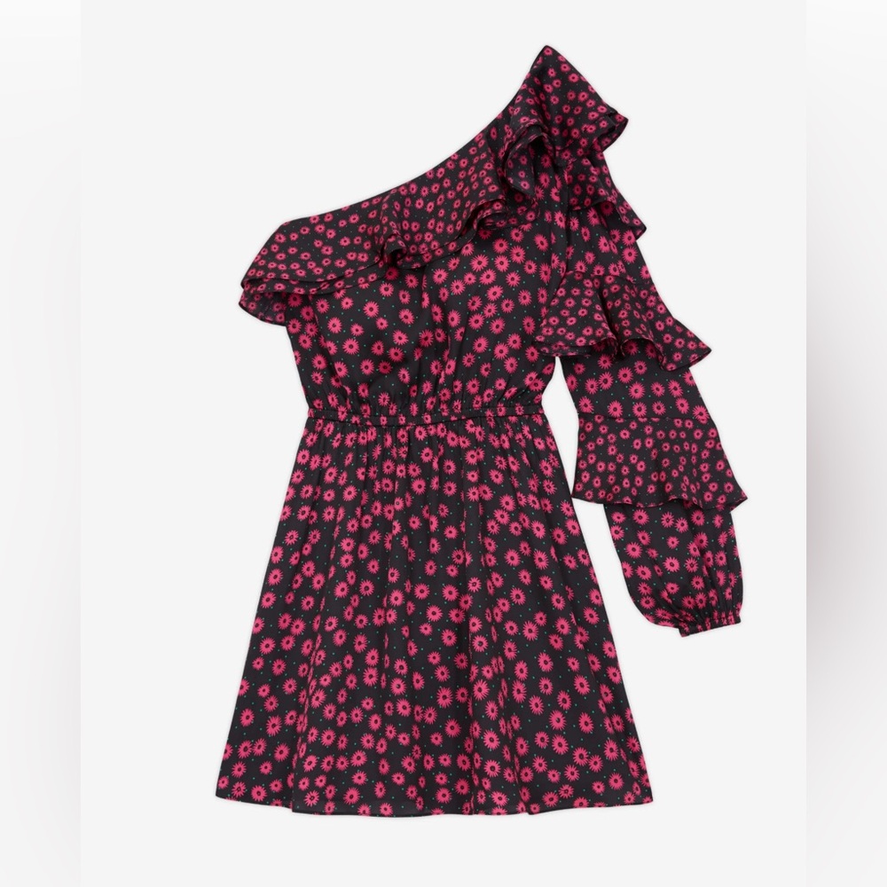 The Kooples One Sleeve Pink and Black Cocktail Dress NWT Size 3 Large